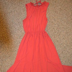 Large Open-Back Coral MALLOY Summer Dress